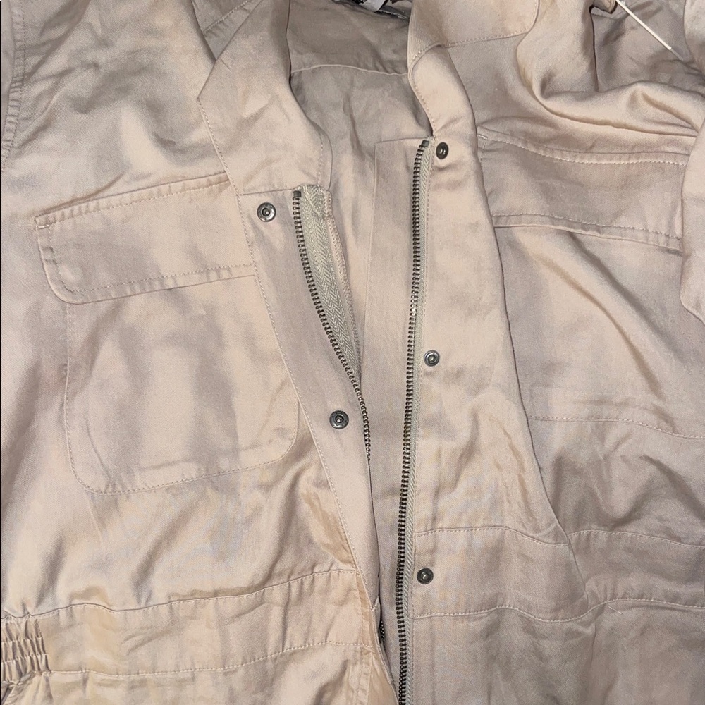 Martha Stewart Women’s Utility Washed Taupe Jumpsuit 100% Tencel Size 12 - Picture 4 of 4